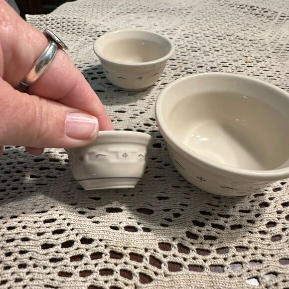 Longaberger Miniature Mixing Bowl Set Collectors Club White/blue - Picture 4 of 8